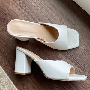White slipper heels